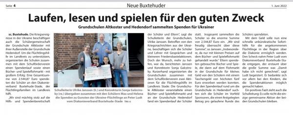 Pressebericht „Neue Buxtehuder“ vom 1.6.22